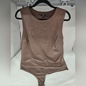 Express Brown Faux Leather Body Suit